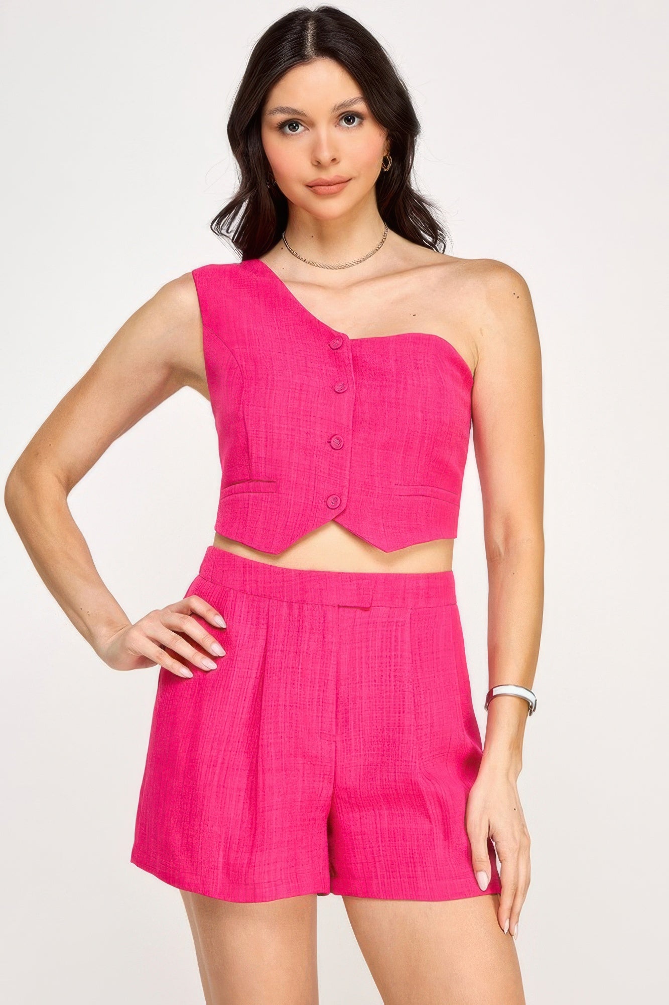 One Shoulder Vest And Shorts Set - Wear Arielle