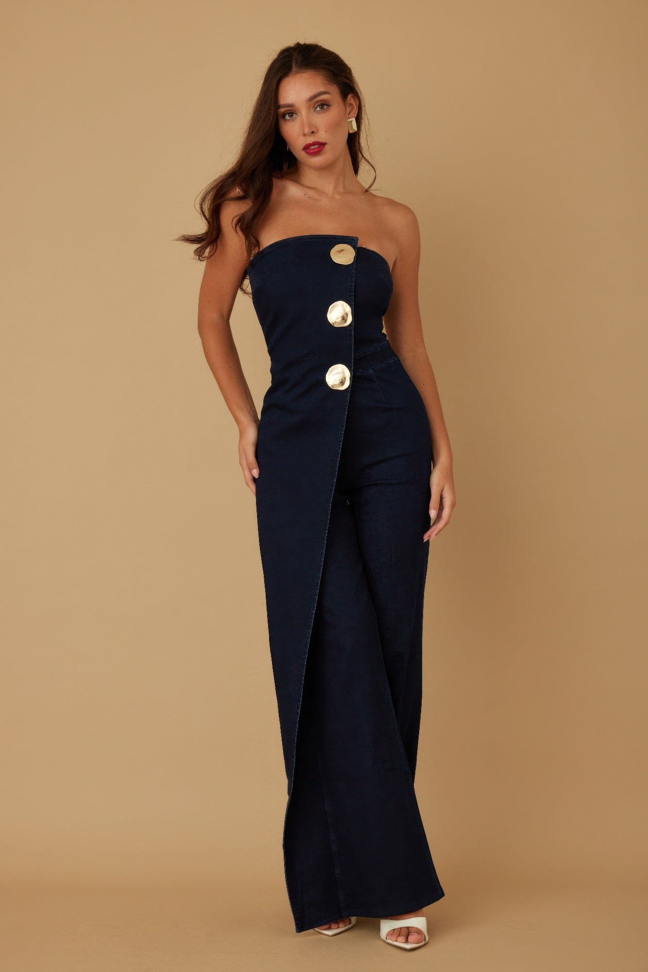 Open Flap Layer Strapless Jumpsuit - Wear Arielle