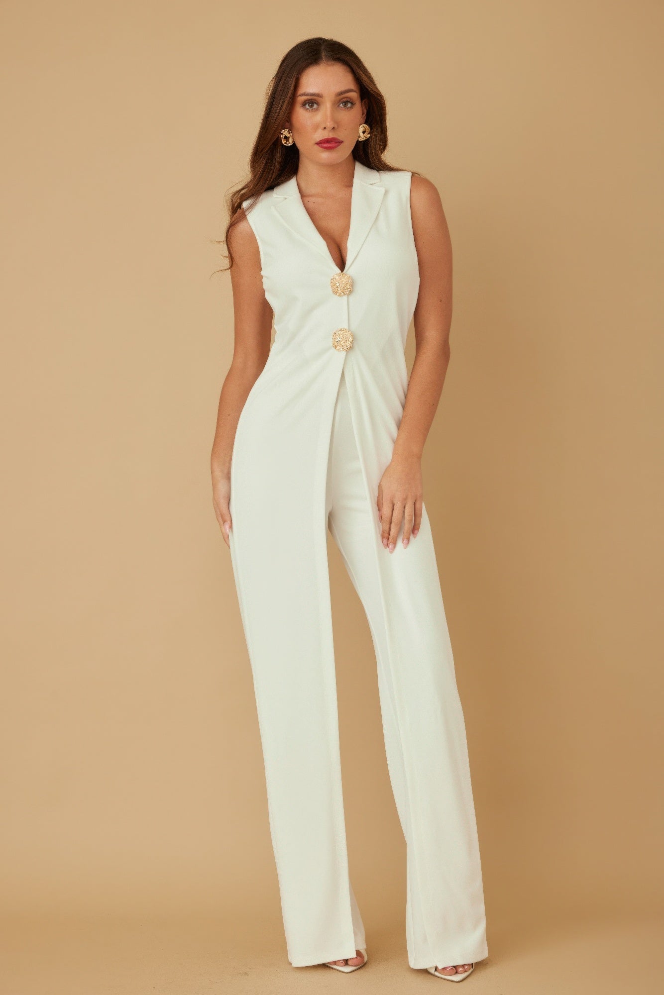 Open Flap With Metal Shank Button Jumpsuit - Wear Arielle