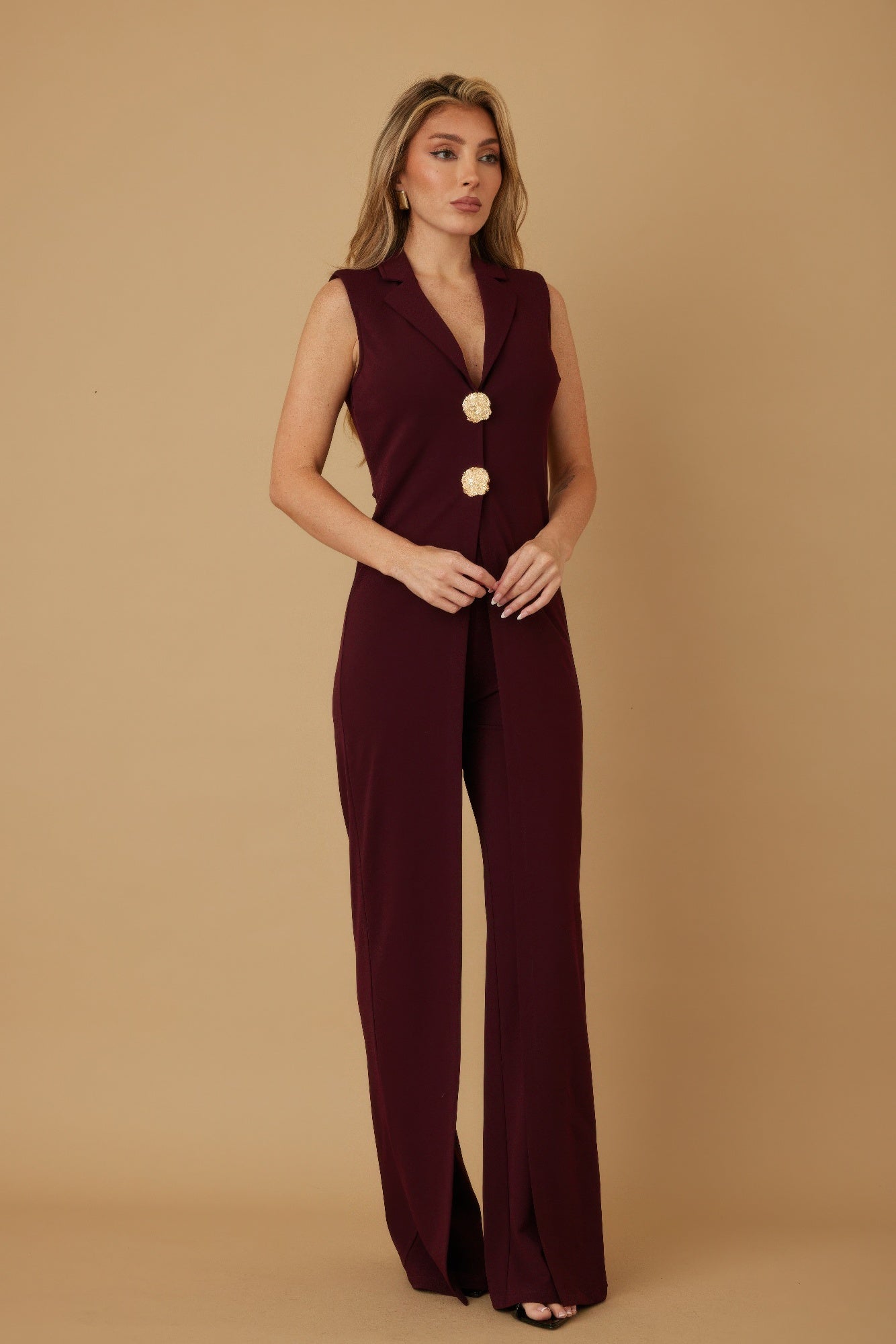 Open Flap With Metal Shank Button Jumpsuit - Wear Arielle