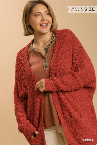 Open Front Oversized Cardigan Sweater With Pockets - Wear Arielle