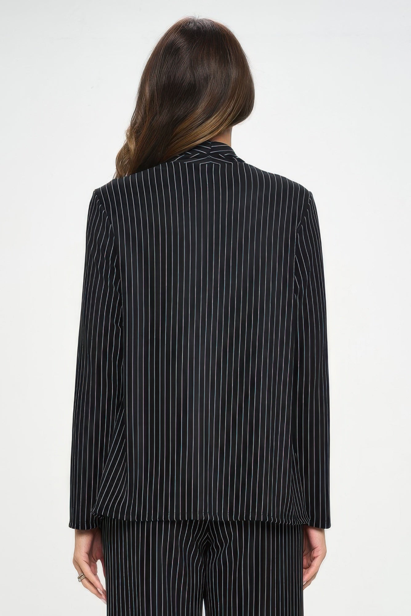 Ottoman Pinstripe Front Drape Jacket - Wear Arielle