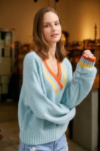 Overlap V Neck Sweater - Wear Arielle