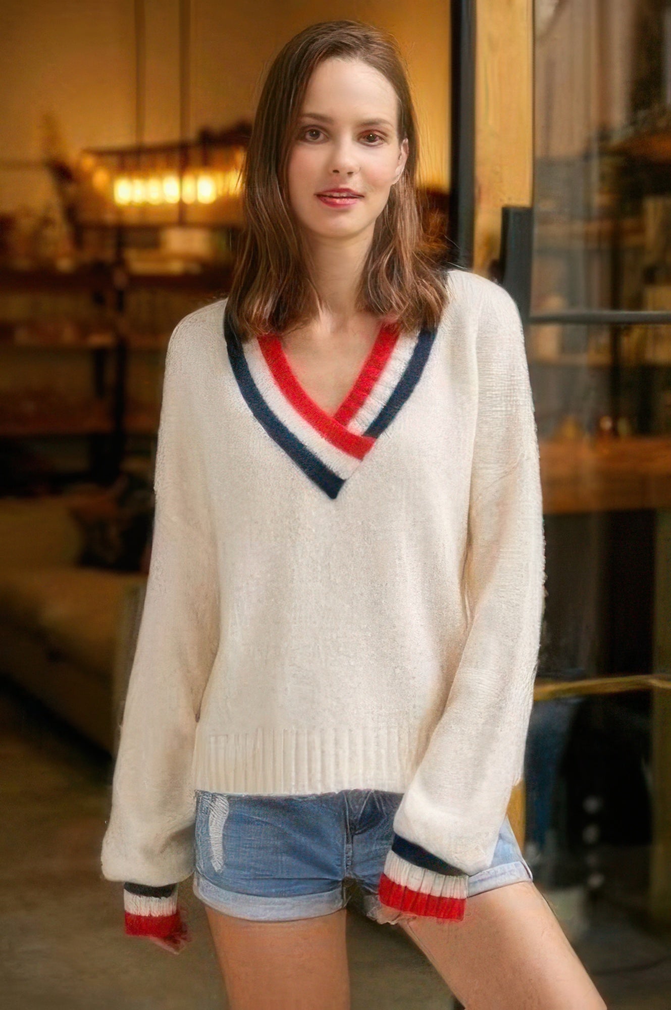 Overlap V Neck Sweater - Wear Arielle
