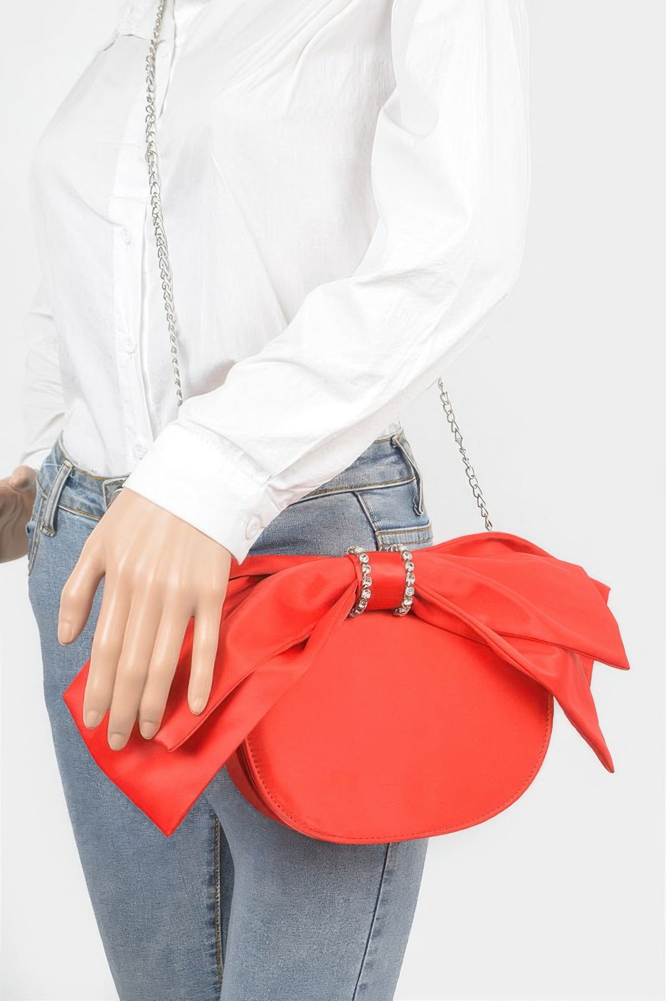 Oversized Bow Handle Satin Crossbody Bag - Wear Arielle