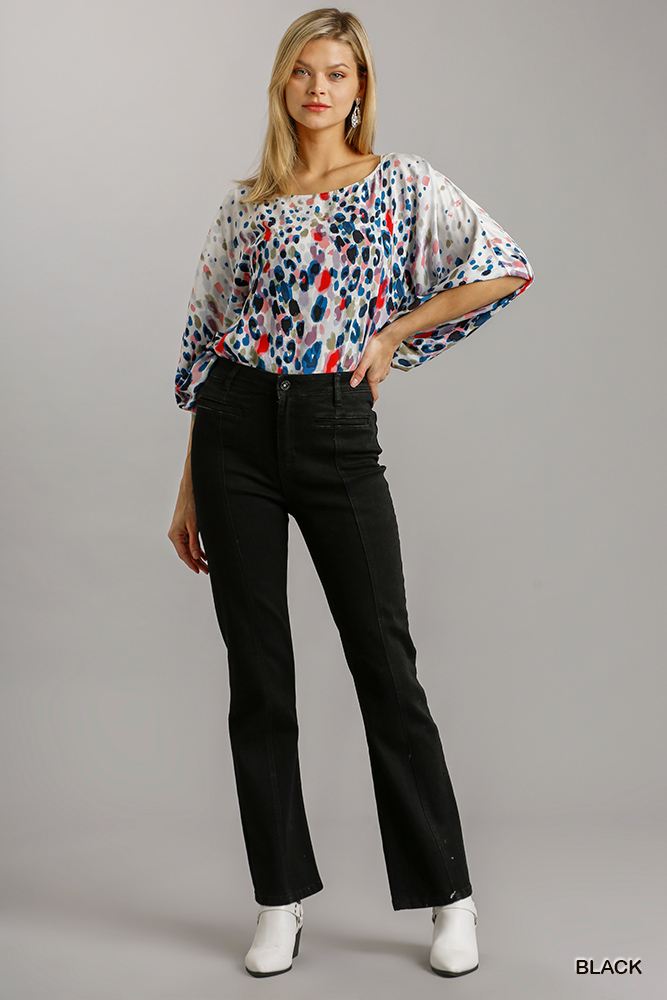 Panel Straight Cut Denim Jeans With Pockets - Wear Arielle