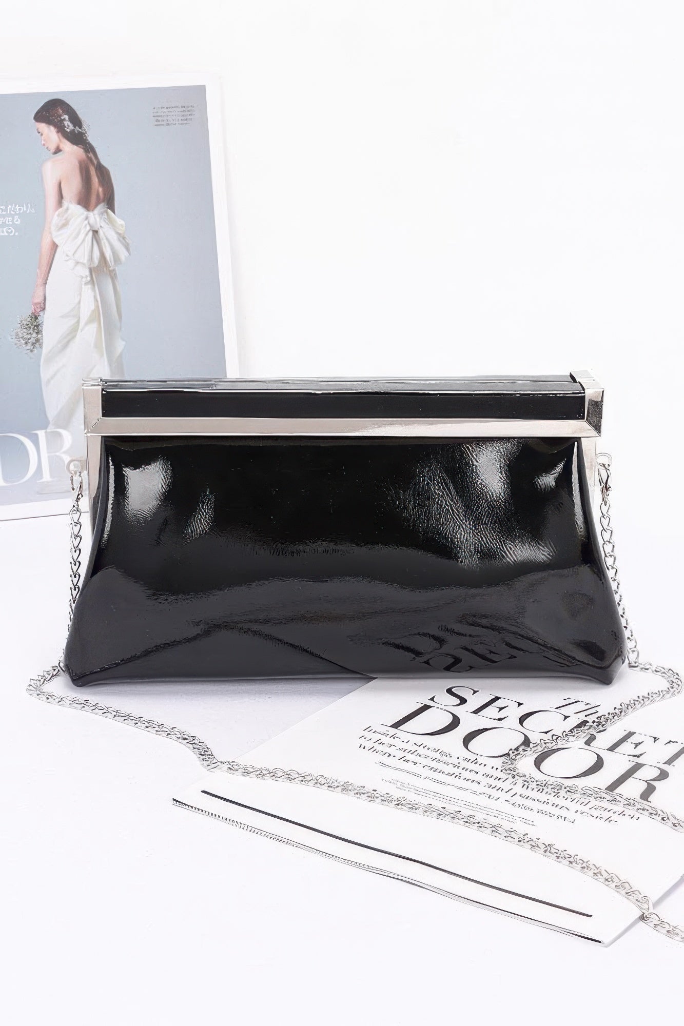 Patent Leather Frame Clutch Bag - Wear Arielle