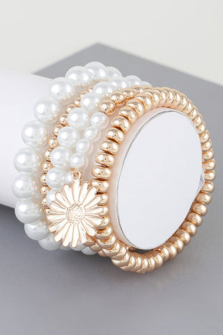 Pearl Beaded Sunflower Bracelet - Wear Arielle