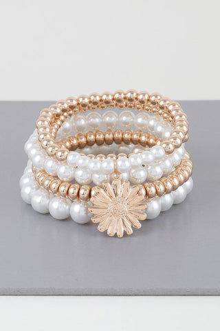 Pearl Beaded Sunflower Bracelet - Wear Arielle
