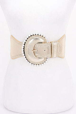 Pearl Metallic Pu Elastic Belt - Wear Arielle