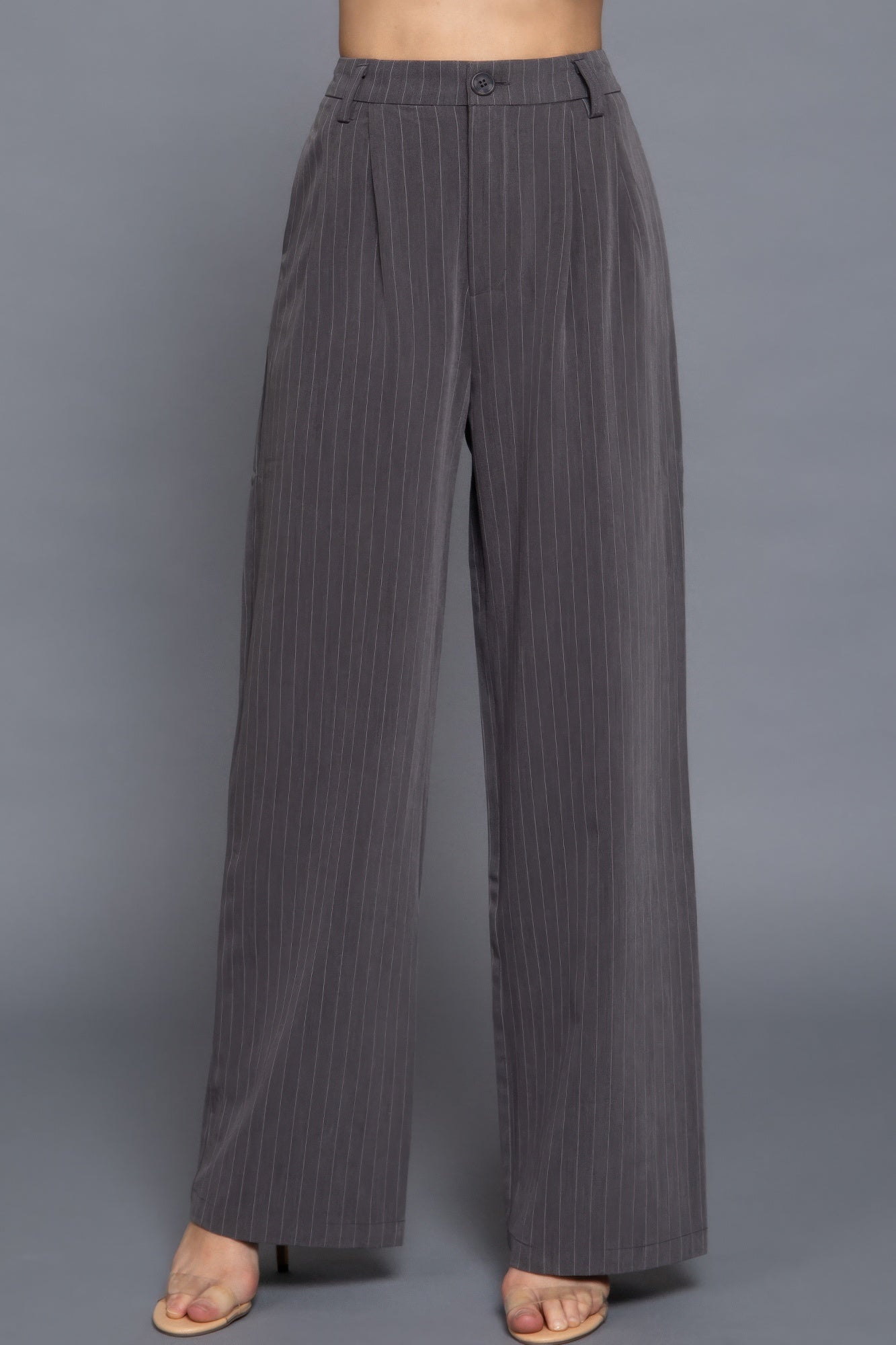 Pin Stripe Woven Straight Pants - Wear Arielle