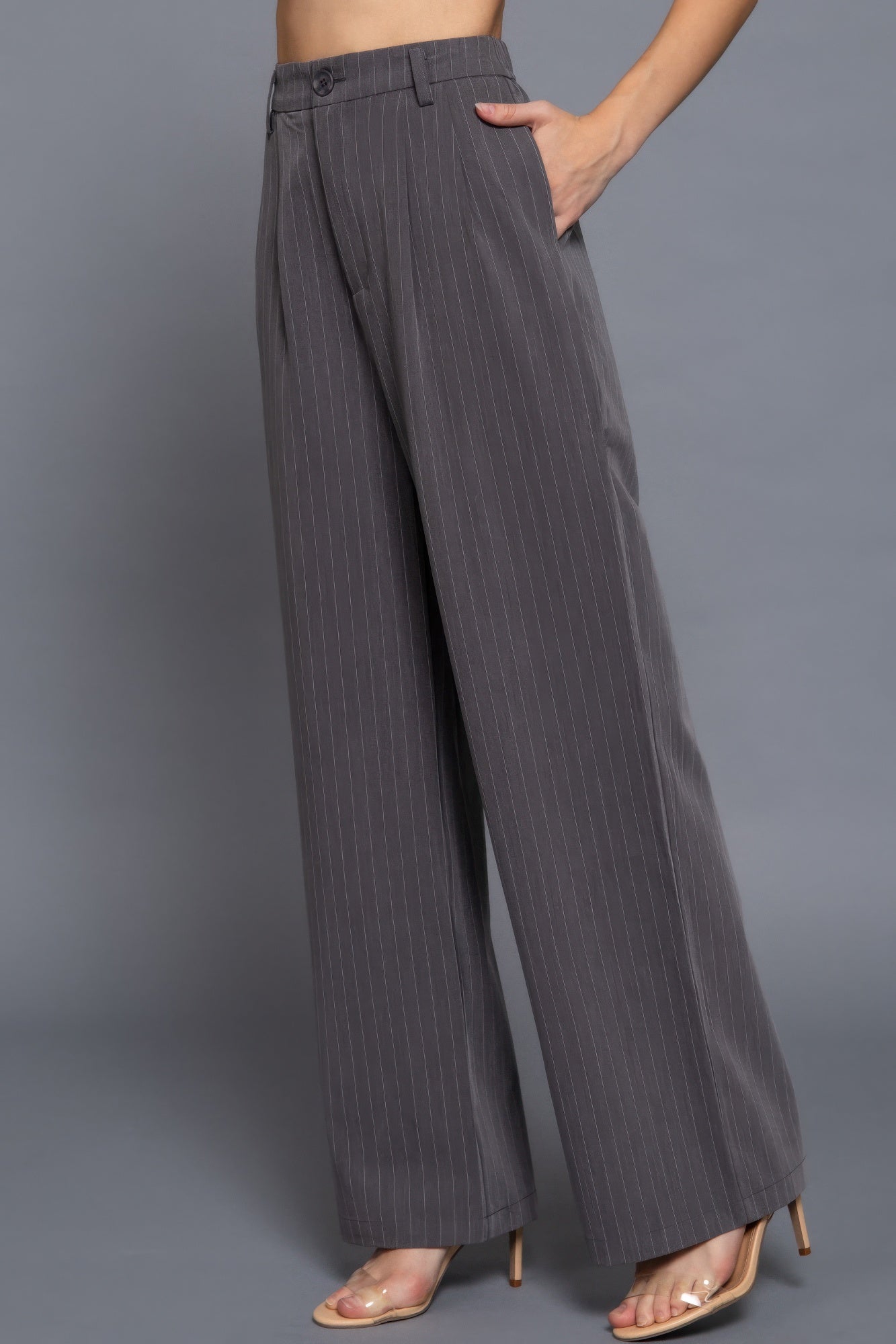 Pin Stripe Woven Straight Pants - Wear Arielle