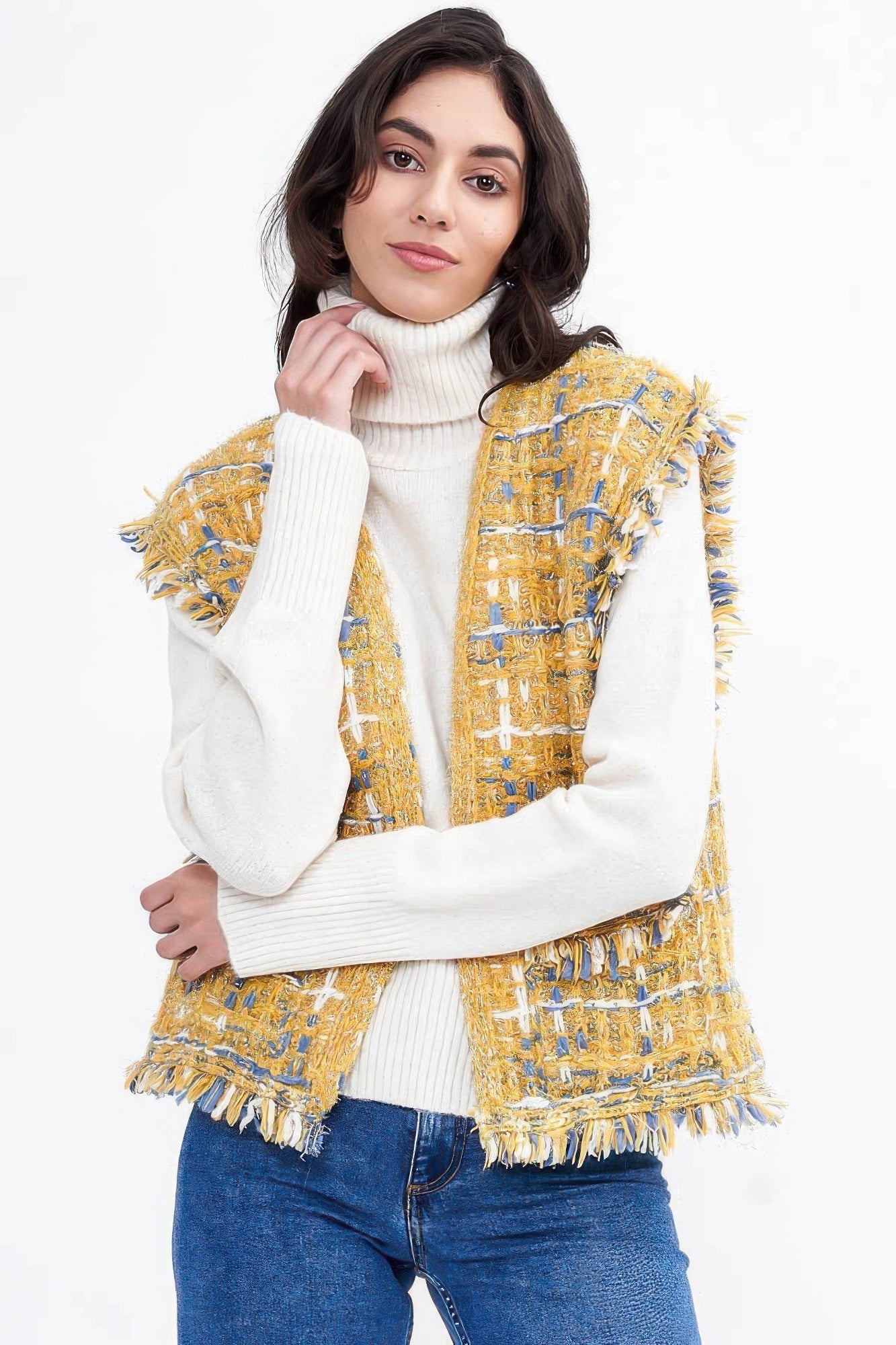 Plaid Tweed Vest - Wear Arielle