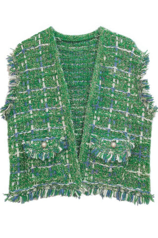 Plaid Tweed Vest - Wear Arielle
