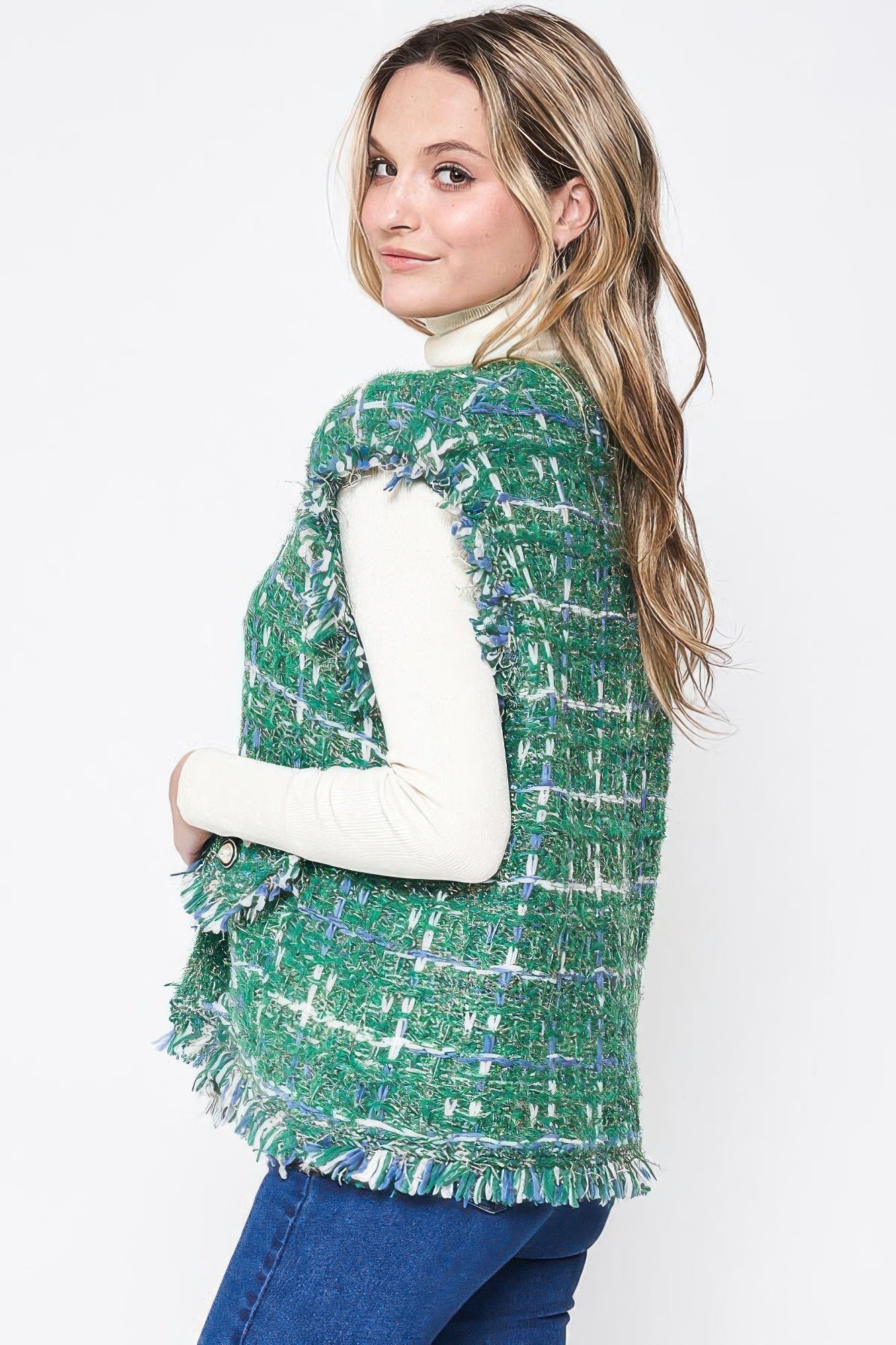 Plaid Tweed Vest - Wear Arielle