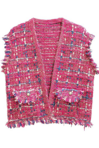 Plaid Tweed Vest - Wear Arielle