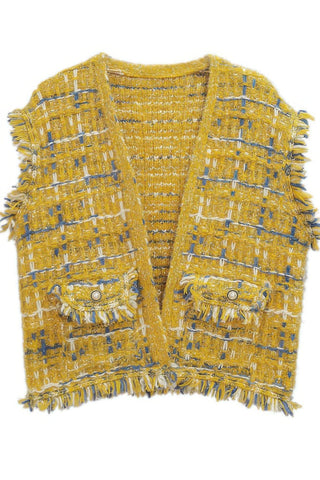 Plaid Tweed Vest - Wear Arielle