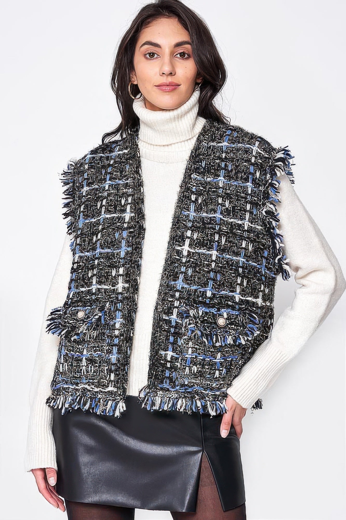 Plaid Tweed Vest - Wear Arielle