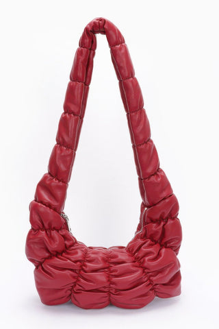 Pleated Faux Leather Crossbody Bag - Wear Arielle