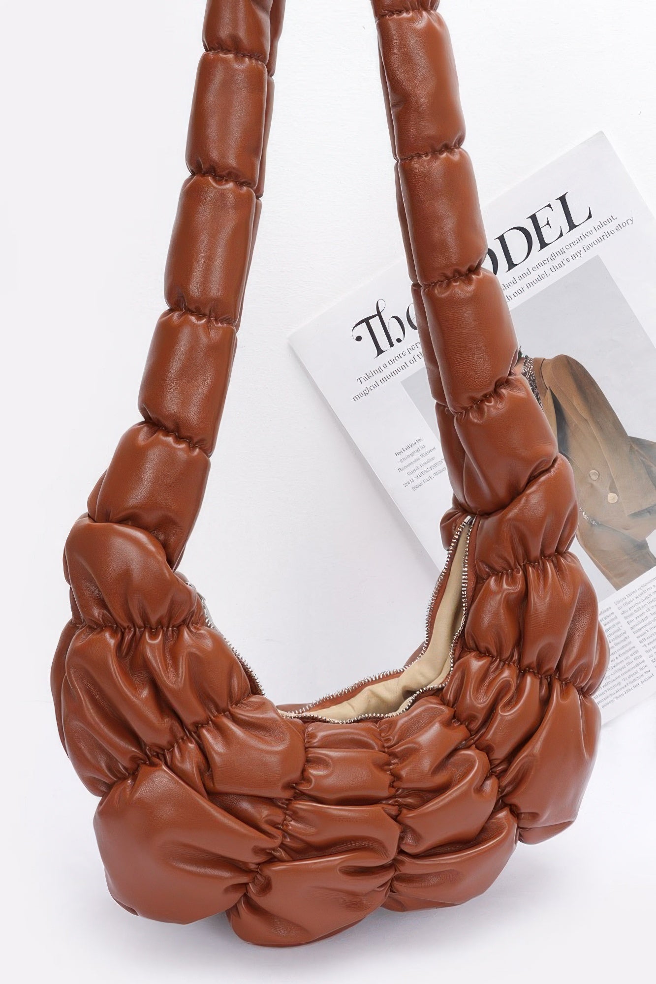 Pleated Faux Leather Crossbody Bag - Wear Arielle