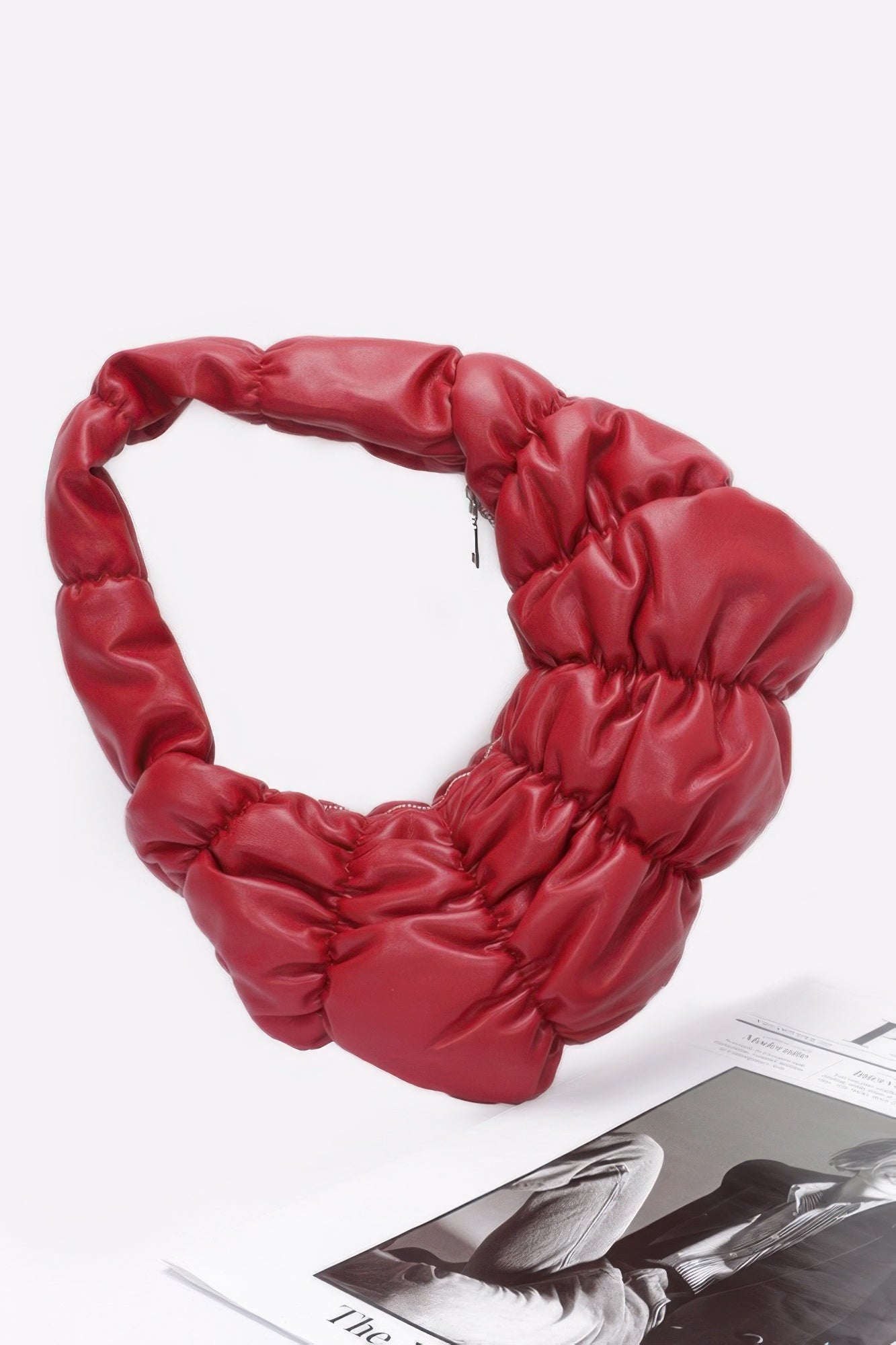 Pleated Faux Leather Shoulder Bag - Wear Arielle