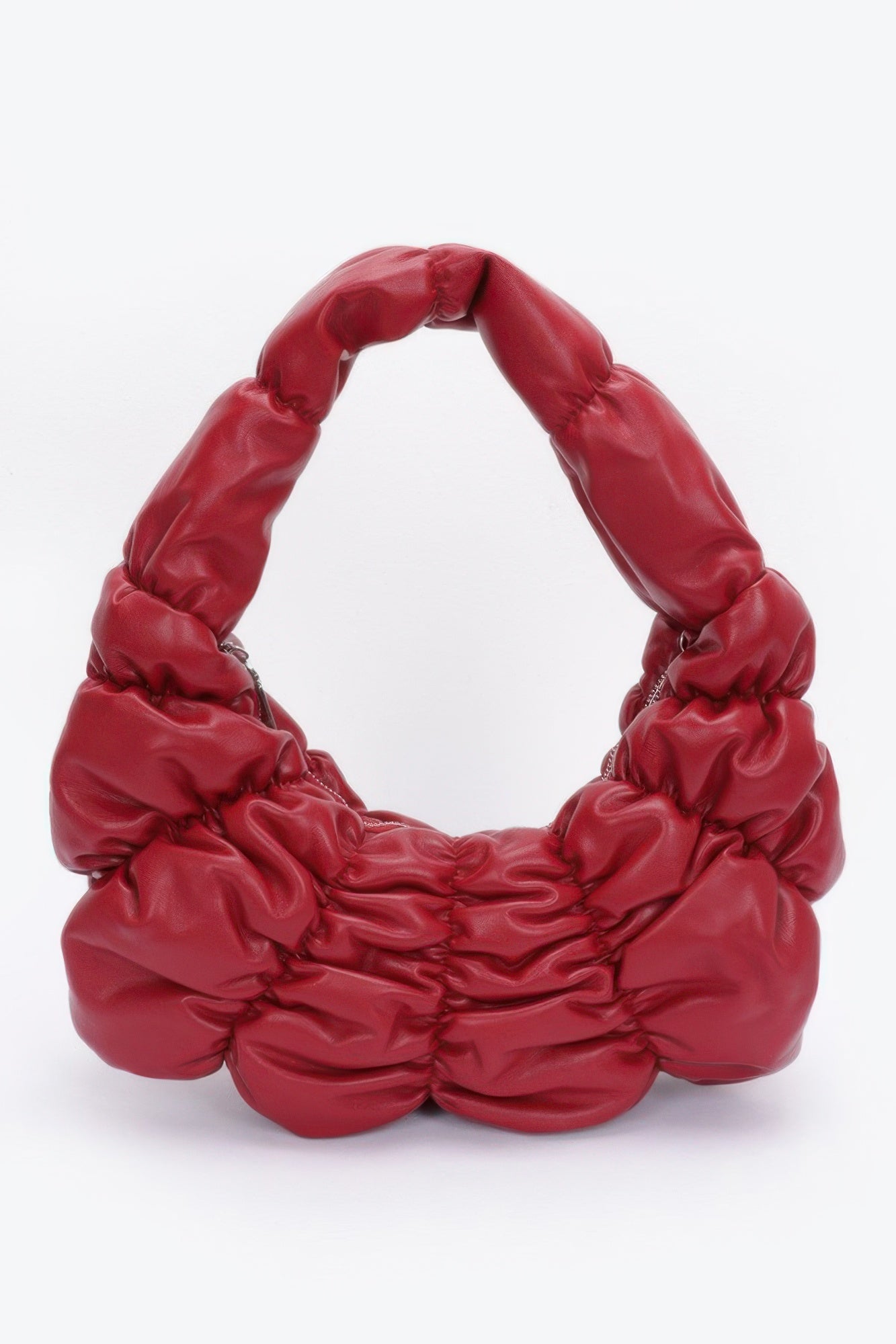 Pleated Faux Leather Shoulder Bag - Wear Arielle