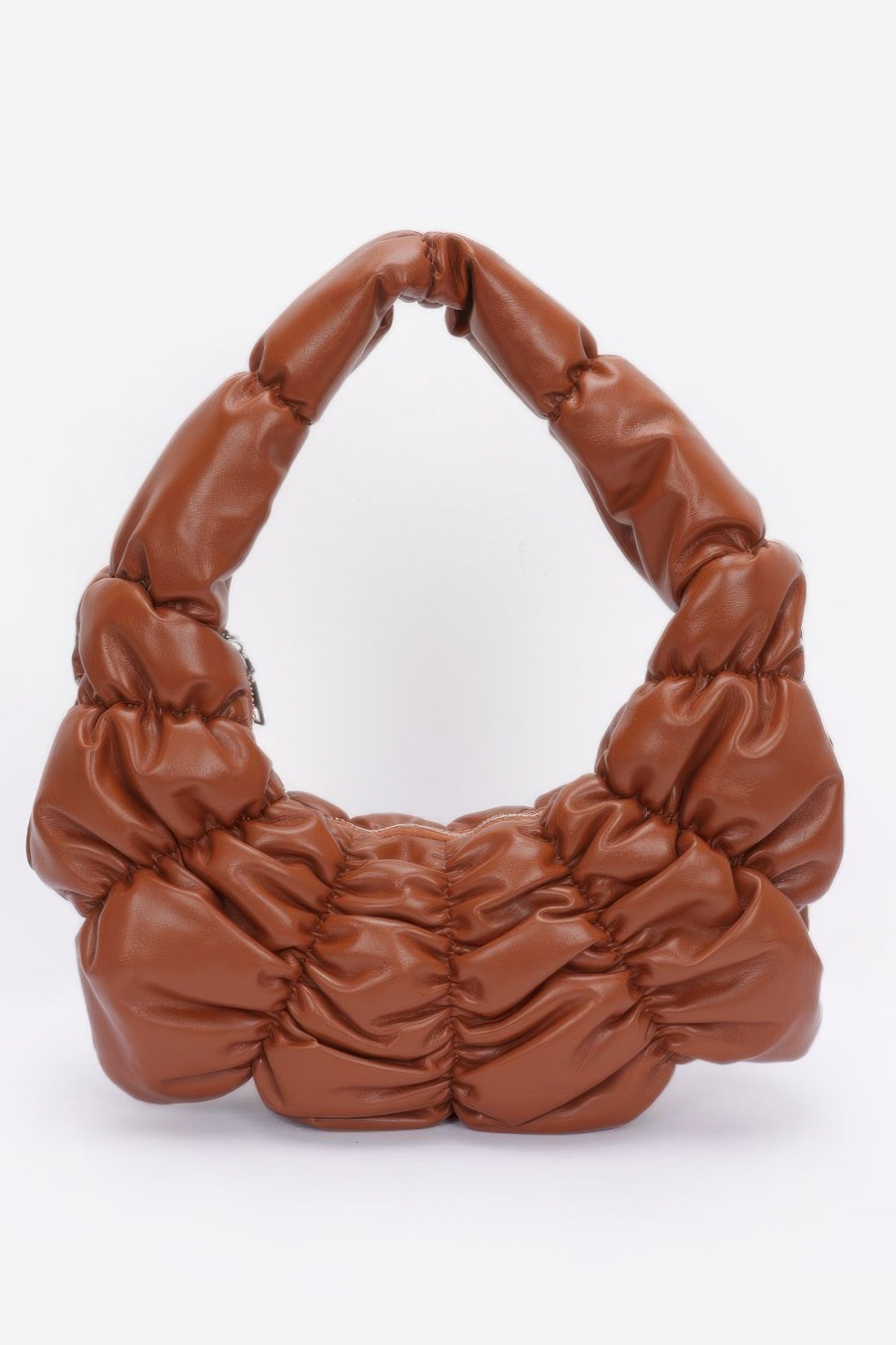 Pleated Faux Leather Shoulder Bag - Wear Arielle