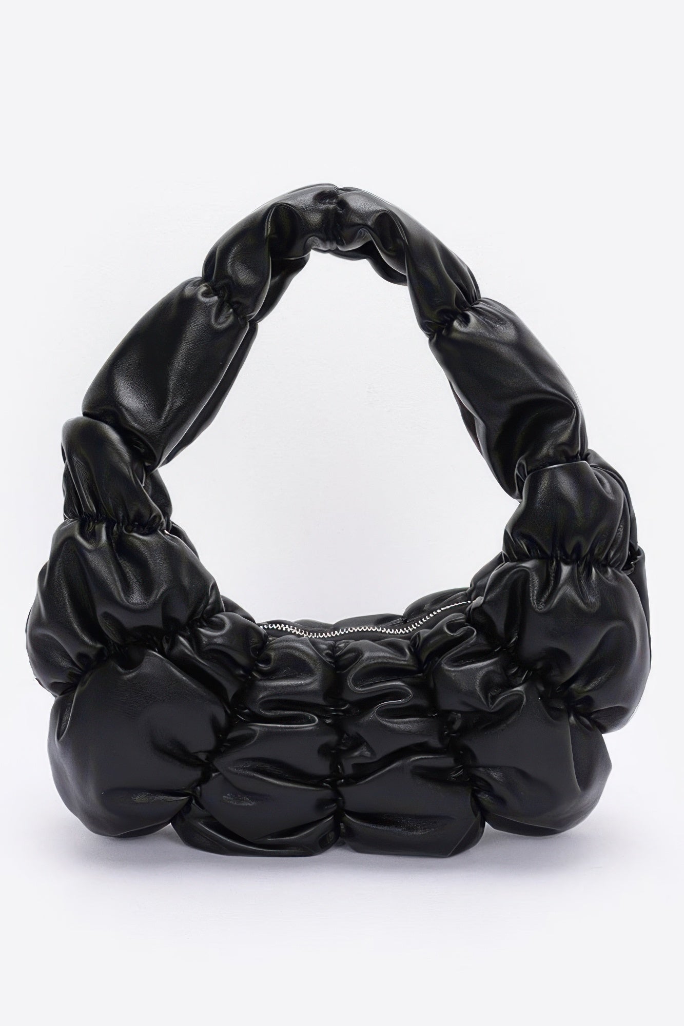 Pleated Faux Leather Shoulder Bag - Wear Arielle
