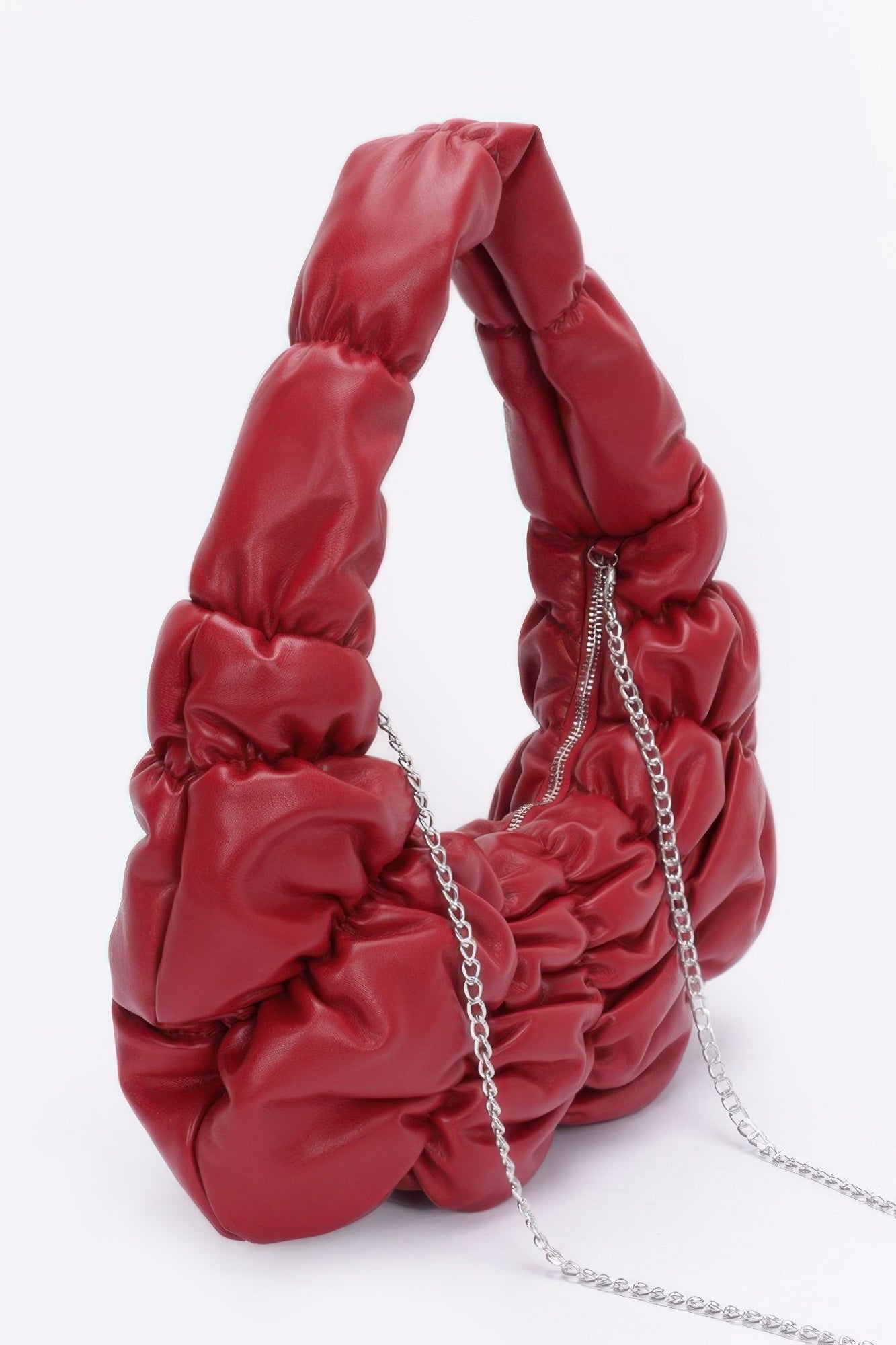 Pleated Faux Leather Shoulder Bag - Wear Arielle