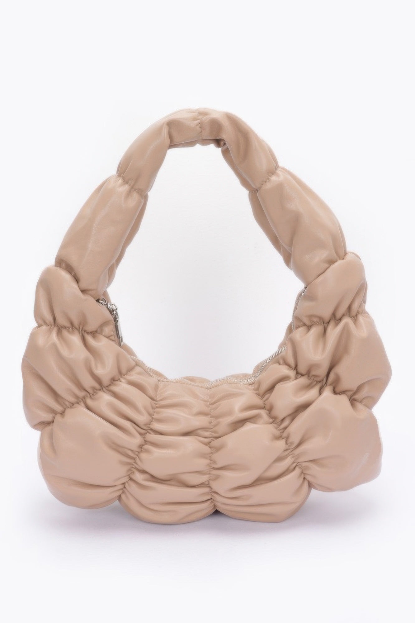 Pleated Faux Leather Shoulder Bag - Wear Arielle