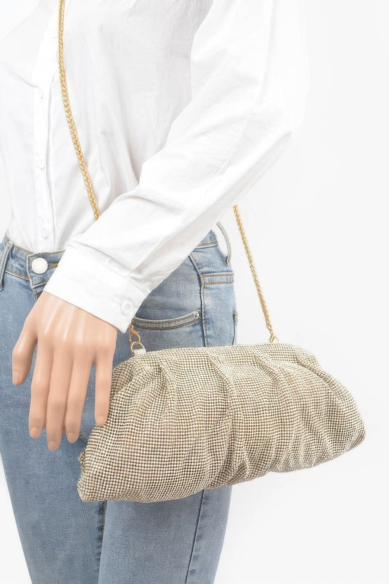 Pleated Rhinestone Party Clutch - Wear Arielle