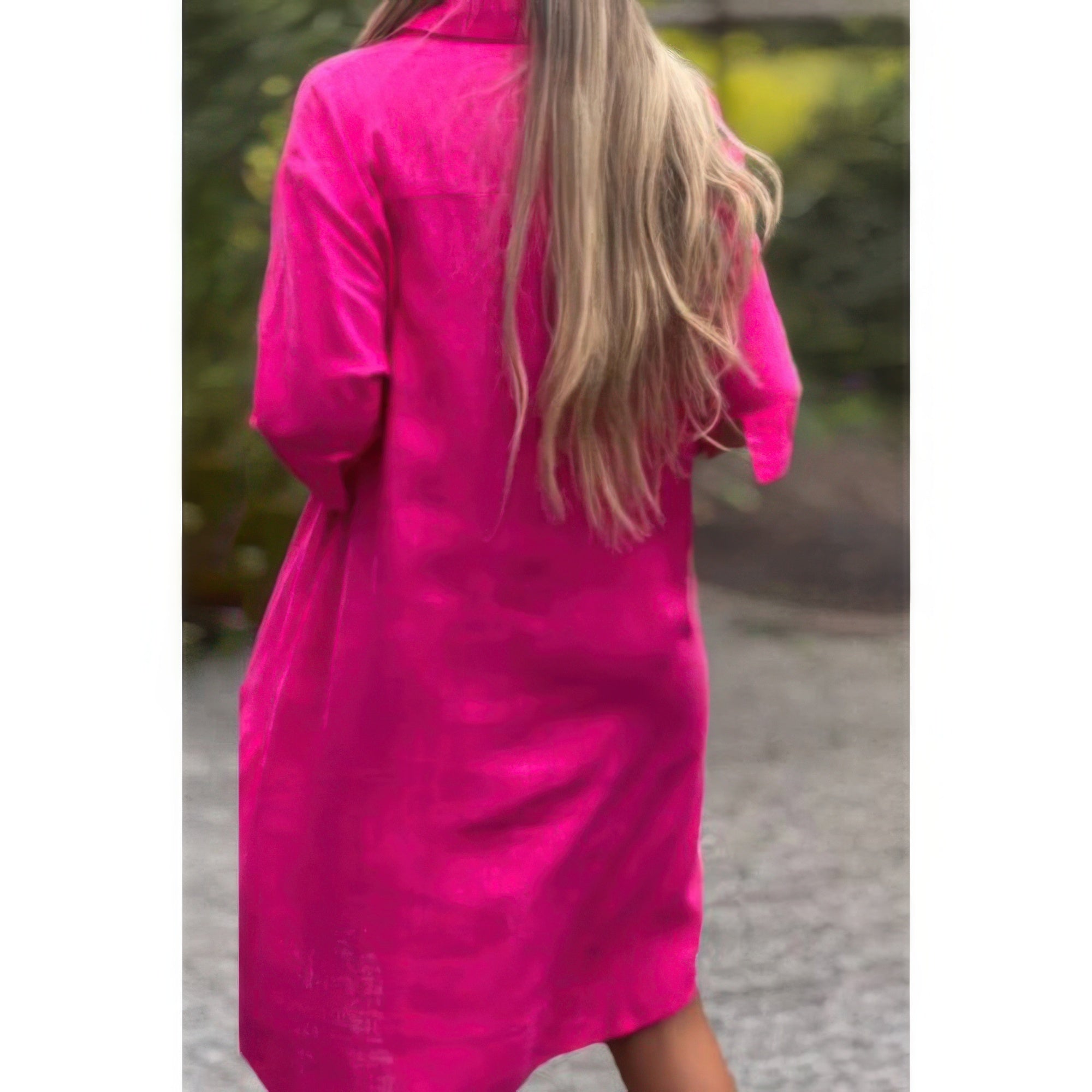 Plus A Line Button Loose Fit Pockets Solid Dress - Wear Arielle