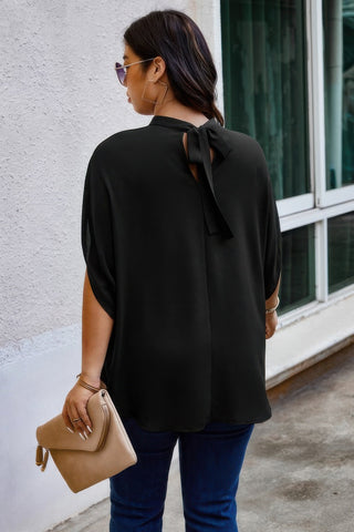 Plus Mock Neck Batwing Sleeve Loose Tunic Top - Wear Arielle