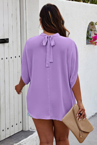 Plus Mock Neck Batwing Sleeve Loose Tunic Top - Wear Arielle