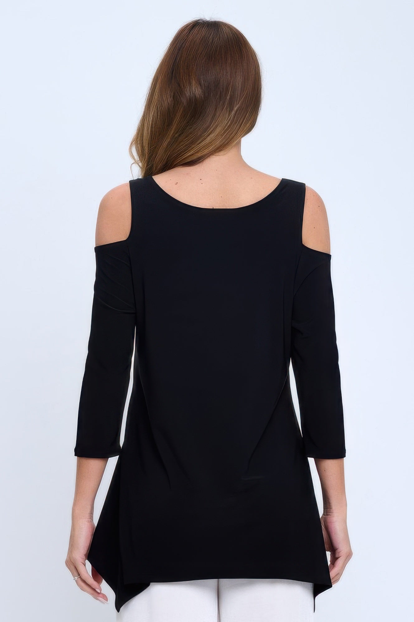 Plus Size Black Cold Shoulder Sharkbite Top - Wear Arielle