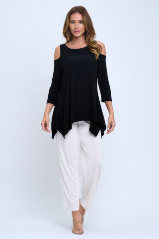 Plus Size Black Cold Shoulder Sharkbite Top - Wear Arielle