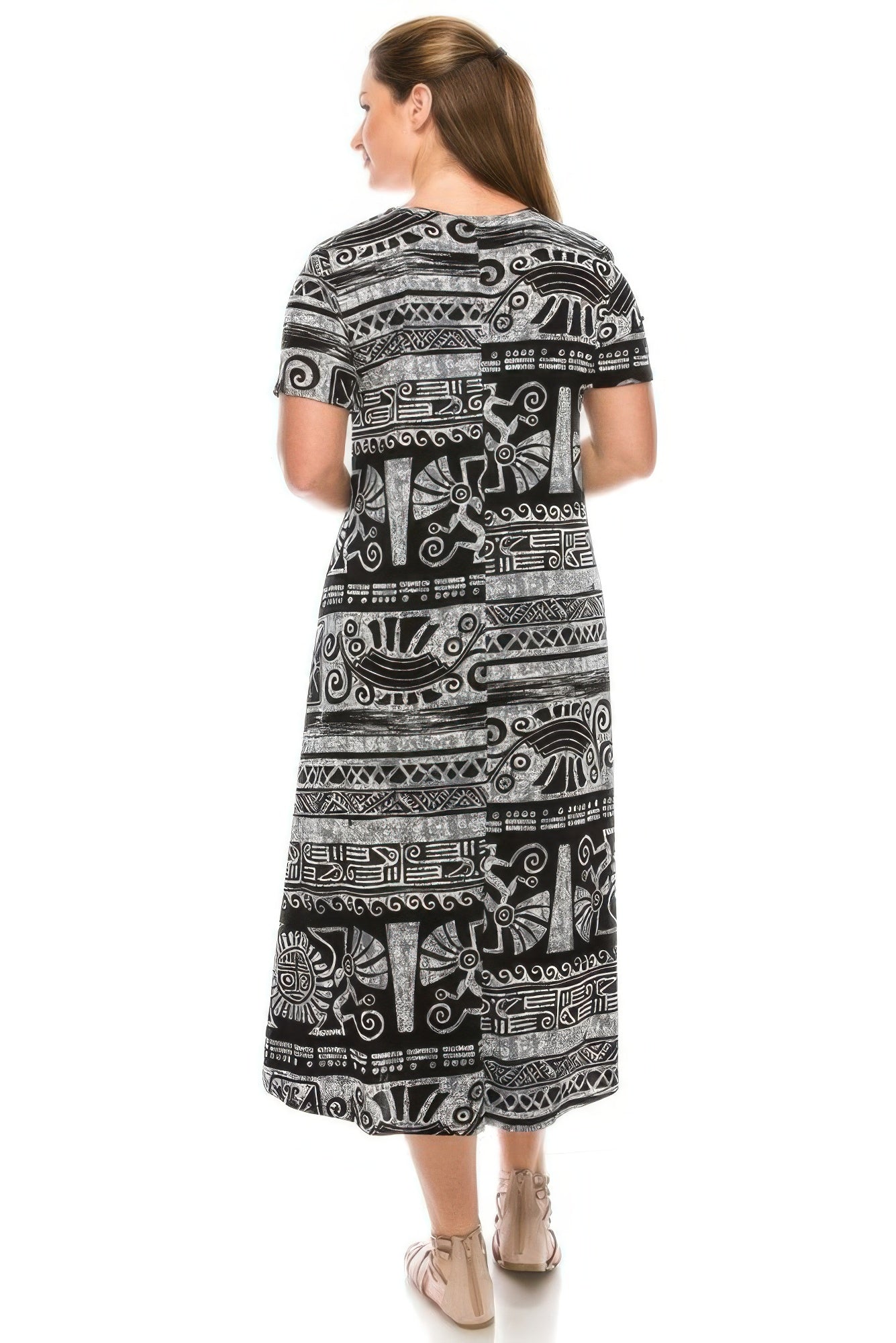 Plus Size Bns Print Long Dress - Wear Arielle