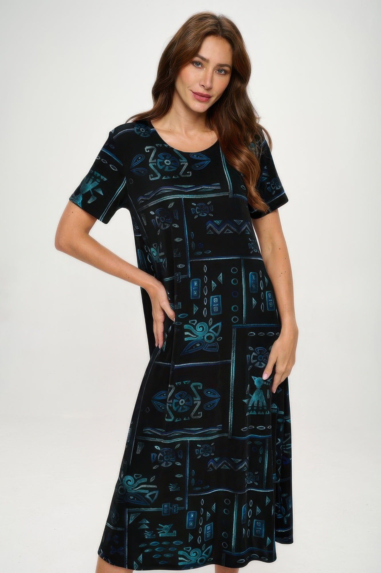 Plus Size Bns Print Long Dress - Wear Arielle