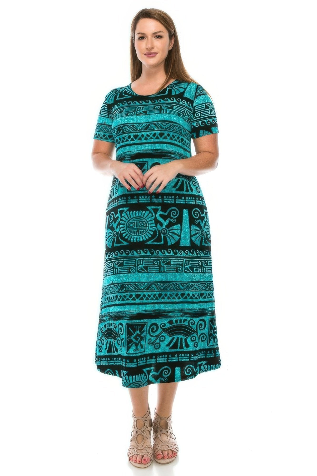 Plus Size Bns Print Long Dress - Wear Arielle