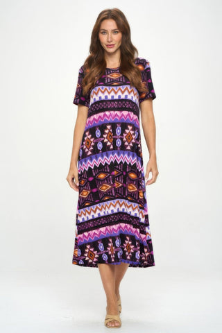 Plus Size Bns Print Long Dress - Wear Arielle