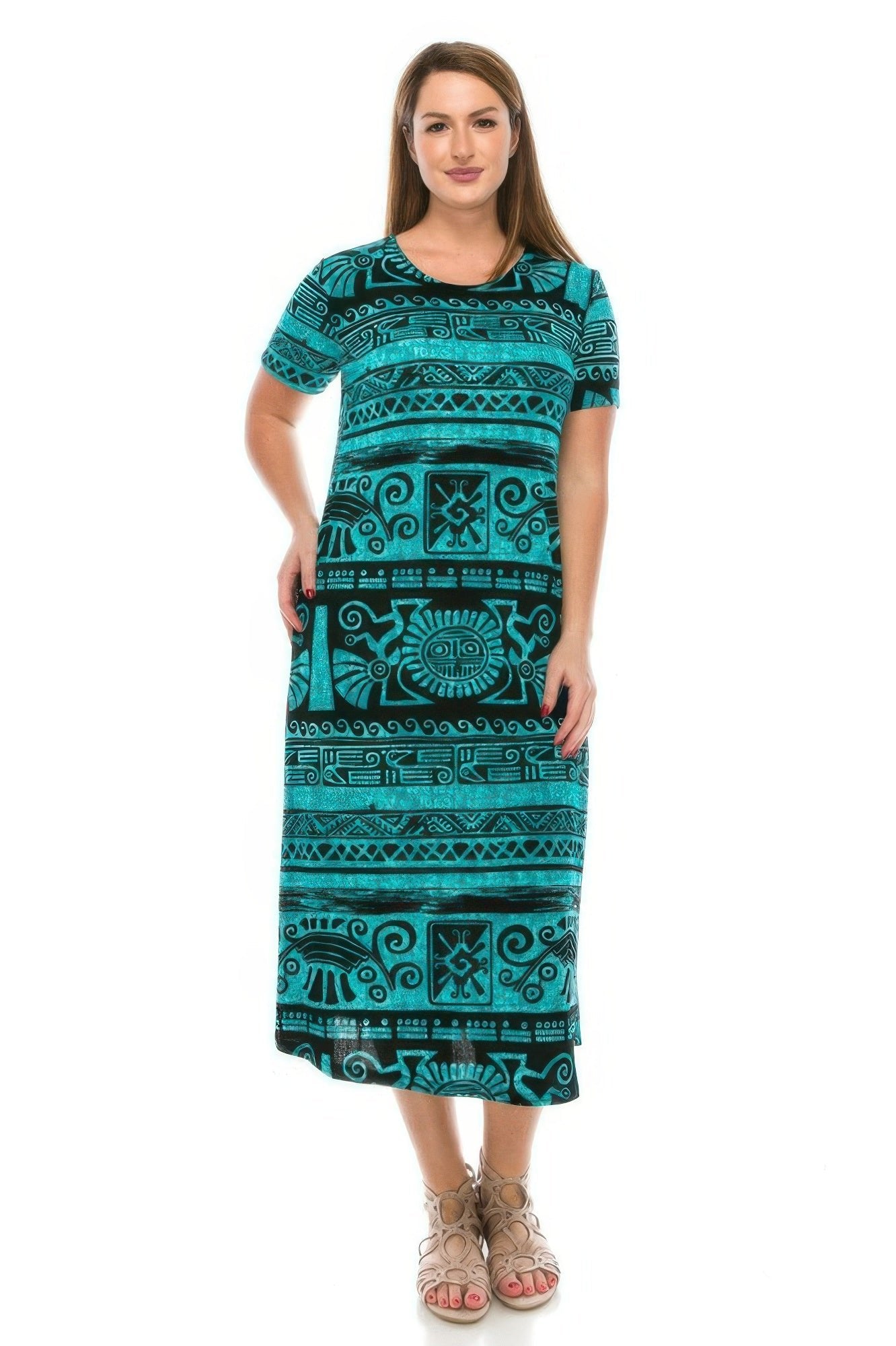 Plus Size Bns Print Long Dress - Wear Arielle