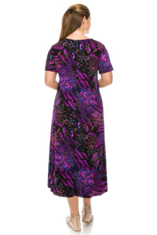 Plus Size Bns Print Long Dress - Wear Arielle