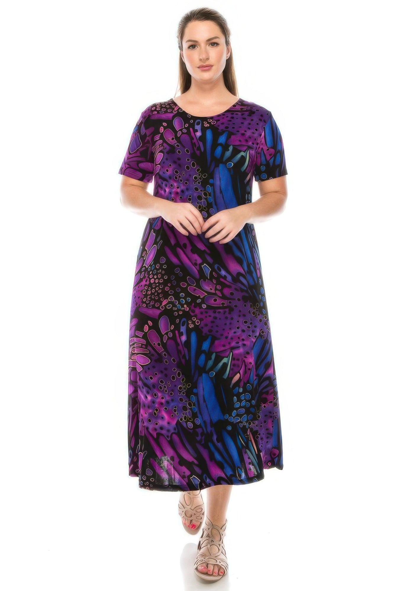 Plus Size Bns Print Long Dress - Wear Arielle