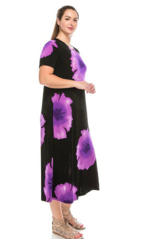 Plus Size Bns Print Long Dress - Wear Arielle