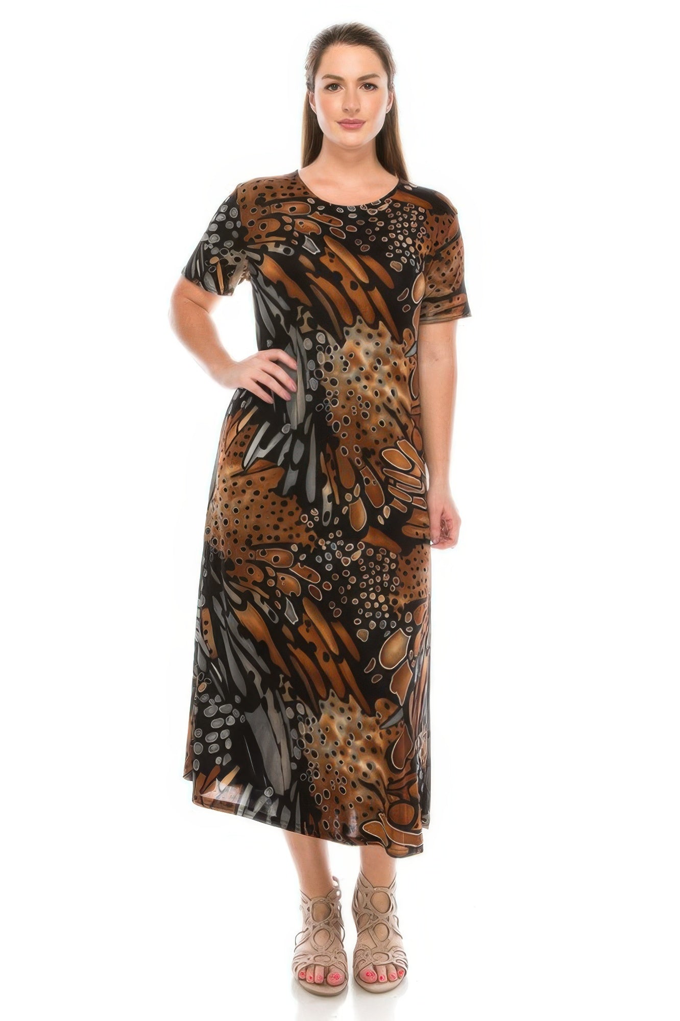 Plus Size Bns Print Long Dress - Wear Arielle