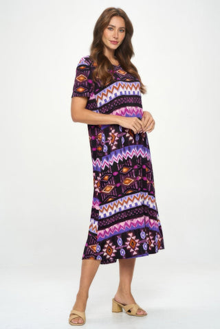 Plus Size Bns Print Long Dress - Wear Arielle