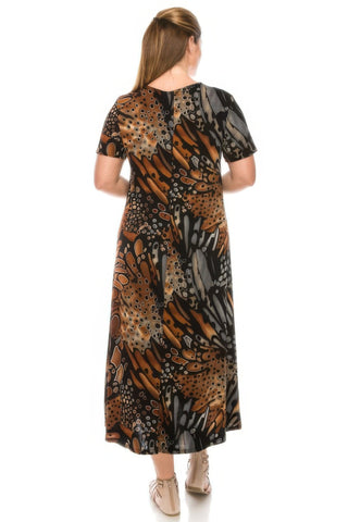 Plus Size Bns Print Long Dress - Wear Arielle