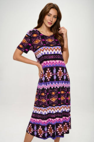Plus Size Bns Print Long Dress - Wear Arielle