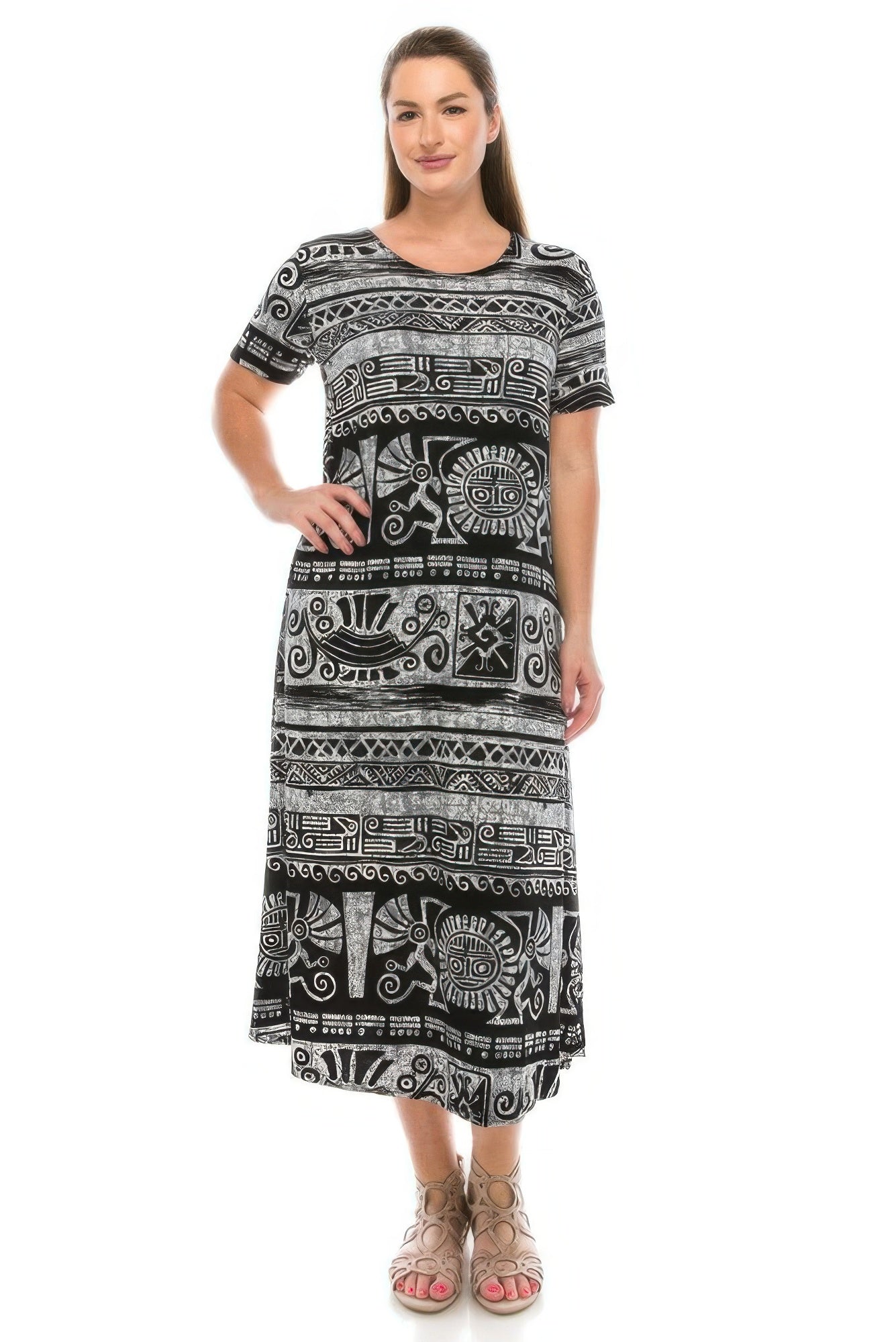 Plus Size Bns Print Long Dress - Wear Arielle