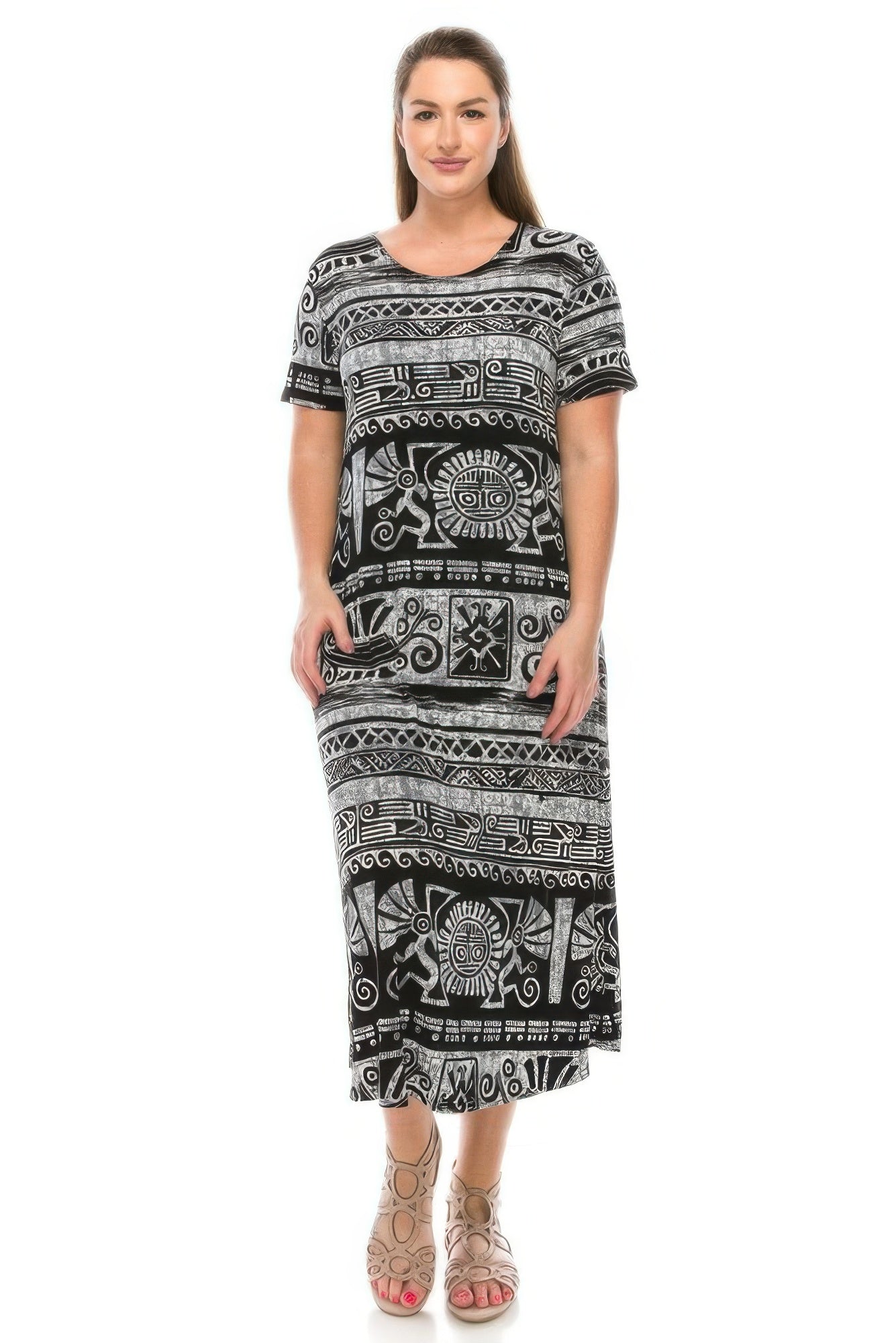 Plus Size Bns Print Long Dress - Wear Arielle